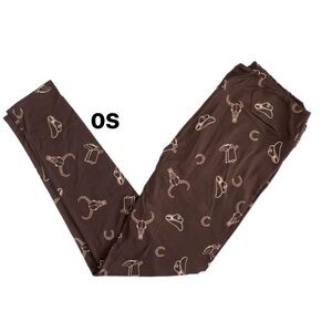 Brown Leggings with Western Print